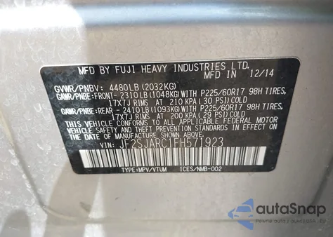 2015 Subaru Forester 2.5I Limited from USA, damaged, VIN JF2SJARC1FH571923